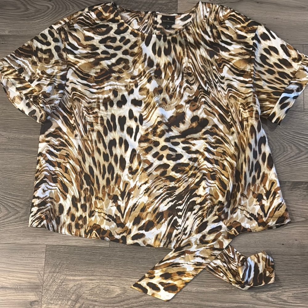 Worthington Animal Print Blouse - Brown and Black